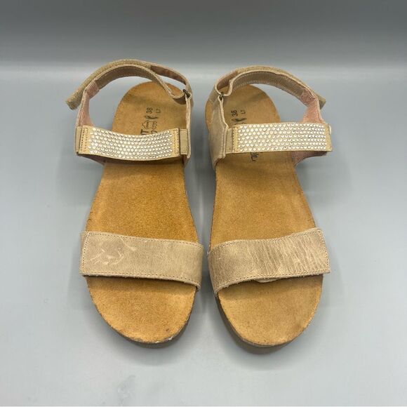 Naot Lisa Khaki Beige Leather Rhinestone Sandals - Picture 4 of 10